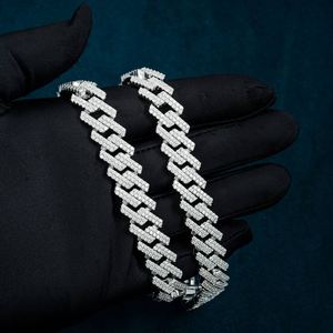 Collar de Lujo con Eslabones de Moissanita, Chapado en Rodio y Oro Blanco sobre Plata de Ley 925, Cadena de Regalo para Fiestas Hip Hop - Product Image 5