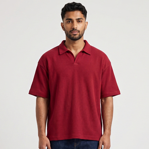 Men Turn Down <b>Waffle</b> Polo <b>Shirts</b> Drop Shoulder Button Down <b>Waffle</b> Polo <b>Shirt</b> Men's Summer Street Style <b>Waffle</b> Polo <b>Shirt</b> Mens - Product Image 1