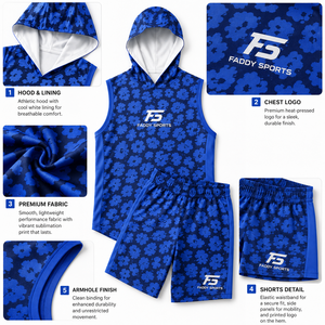 ชุดยูนิฟอร์มฟุตบอลแบบมีฮู้ดแขนกุดและกางเกงขาสั้นแบบ sublimated สำหรับทีม 7 คน ระบายอากาศได้ดี ชุดกีฬาอเมริกันฟุตบอล - Product Image 3