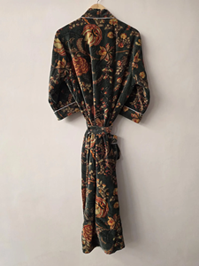 เสื้อคลุมกิโมโนผ้ากำมะหยี่พิมพ์ลายด้วยมือยาวเต็มตัวแขนยาวผ้ากำมะหยี่ระบายอากาศได้ดีเป็นมิตรกับสิ่งแวดล้อมสำหรับฤดูร้อน - Product Image 6