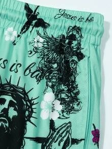 Shorts de basketball pour hommes, design double couche, été, extérieur, imprimé graphique 3D sublimé, style américain tendance, coupe ample, en mesh - Product Image 3