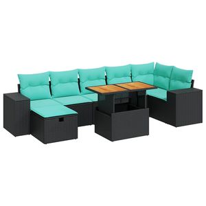 Juego de sofás de patio de 8 piezas de ratán sintético gris con cojines y solución de almacenamiento duradera - Product Image 2