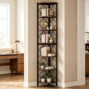 Libreria Angolare Contemporanea in Rovere, Scaffale Industriale in Legno Massello per Ufficio o Casa, Arredamento Moderno per Hotel - Product Image 5
