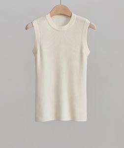 Camiseta sin Mangas Básica Ajustada de Algodón Tejido a Mano Transpirable, Estilo Chaleco Liso, Cuello Redondo, Casual, Primavera Verano, Precio de Fábrica - Product Image 6