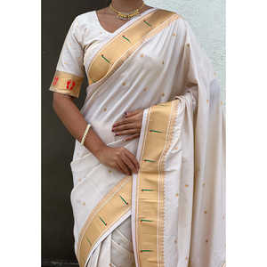 Sari de Seda Paithani Mahalaxmi God de Elite Weaves, 650g, para Ropa India y Pakistaní con Bordado Zari - Product Image 3