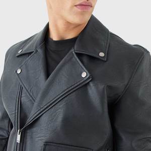 Veste en cuir pour homme 2023, style motard printemps-automne, cuir naturel, coupe ajustée, veste de motard, vestes en cuir personnalisées - Product Image 5