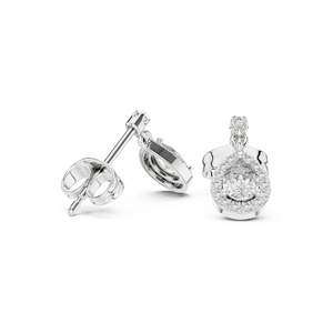 Boucles d'oreilles de fiançailles en or jaune 14 carats avec diamants de laboratoire ronds et en forme de poire pour femmes |   Nouveau diamant cultivé - Product Image 5