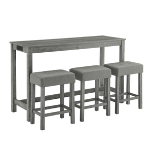 Set da Pranzo con Tavolo Bar con Presa di Corrente da 59 Pollici, 3 Sgabelli Imbottiti, 4 Pezzi per Soggiorno e Ufficio - Product Image 5