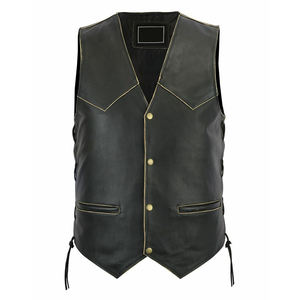 Men's Plus Size Leather Motorcycle Riding Vest-Waterproof Windproof Racing Safety Gear 2026 <b>Model</b> Made in Pakistan - Product Image 1
