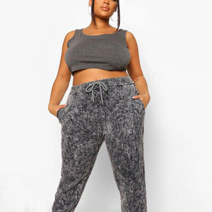 OEM Pantalon de jogging décontracté pour femme en toile délavée à l'acide, coupe droite, style streetwear hip-hop, imperméable, respirant, séchage rapide - Product Image 4