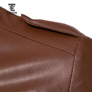 Veste en cuir pour homme, bordeaux, haute qualité, personnalisée, neuve, col montant en toile, imperméable, coupe-vent, respirante, hiver - Product Image 3