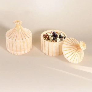 <b>Christmas</b> <b>gifts</b> Resin 6 storage jar tray set Gold accents cover Classic design capacity Decorative dry fruits Jar & Jewelery <b>Box</b> - Product Image 4