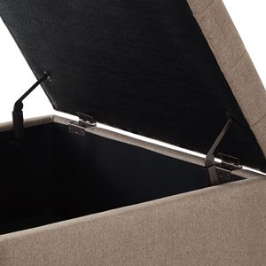 Grande Pouf Quadrato in Lino Imbottito con Bottoni e Gambe in Legno per Salotto con Funzione di Contenitore - Product Image 4