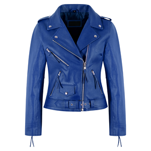 High Quality ODM OEM Customized Ladies Genuine Cowhide Leather Moto <b>Jacket</b> Brando Style <b>Slim</b> <b>Fit</b> Thick Leather Private Label - Product Image 1