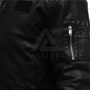 Chaqueta de Cuero para Hombre, Elegante, con Cuello de Piel Sintética, Ligera, Informal, con Forro Suave - Product Image 4