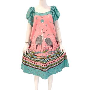 Women Modest Simple Indonesian <b>Batik</b> Evening/ Formal <b>Dresses</b> Comfortable Ruffled Sleeve O-Neck Floor-Length Asymmetrical - Product Image 5