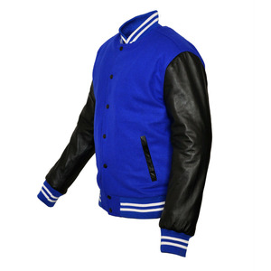 Wholesale Best Men's Premium High Quality Custom Logo Canvas Varsity <b>Jackets</b> Stand Chenille Embroidery Wool Body <b>Leather</b> Sleeves - Product Image 1