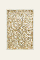 Plateau rectangulaire artisanal en nacre, plateau de service décoratif de luxe, plateau incrusté de coquillages pour la décoration de la maison, table à manger, hôtel