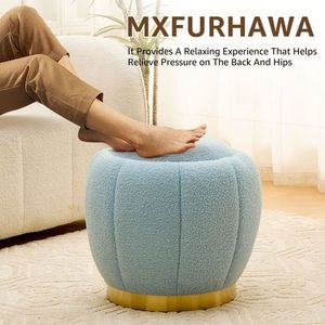 Pouf Moderno Rotondo Floreale con Contenitore, Morbido e Imbottito in Velluto Teddy, Poggiapiedi con Tavolino d'Appoggio e Supporto per Piante, Poggiapiedi Floreale - Product Image 4