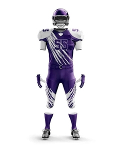 Ensemble Maillot et Pantalon de Football Américain Personnalisé Violet et Blanc Sublimé pour Homme – Anti-humidité, Coupe Ajustée, Toutes Saisons - Product Image 1
