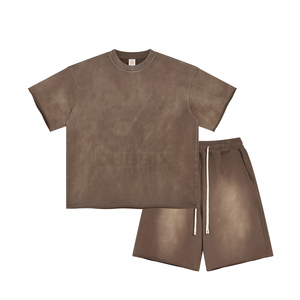 Conjunto de Camiseta y Pantalones Cortos Deportivos DUBBIX para Hombre, Color Rosa, Cuello Redondo, Color Sólido, Estilo Casual de Verano, Tejido de Punto Transpirable, Modelo 2026 - Product Image 4