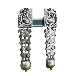 Boucles d'oreilles pendantes ethniques longues en laiton plaqué argent antique Peacock Glory pour femmes, cadeau de mariage - Product Image 1