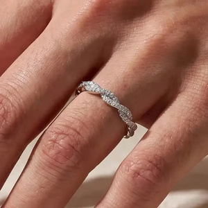 Elegant Design Gold Plated Moissanite Cut 0.35Ct Wave Shaped Eternity Band 925 Sterling <b>Silver</b> Wedding <b>Ring</b> for Women India - Product Image 6