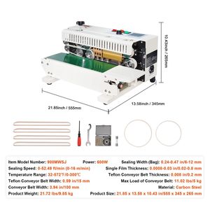 Sigillatrice a Nastro Continuo per Sacchetti con Controllo Digitale della Temperatura Orizzontale, Larghezza di Sigillatura 0,24-0,47 Pollici/6-12 mm - Product Image 4