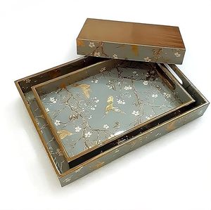 MDF Wooden <b>Tray</b> Set 3 Modern Reusable Portable Serving Decorative Display <b>Trays</b> for Living Room Coffee Table Kitchen Wedding - Product Image 5