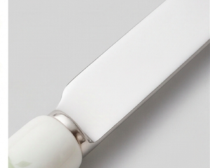 Elegant Stainless Steel Cheese Knife Serving Set White Plastic Handle Vintage <b>Floral</b> Design Dishwasher Safe For Household Event - Product Image 2
