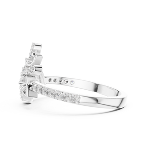 Anillo de Diamantes Cultivados en Laboratorio CELESTIAL LEAF para Mujer, Juego de Anillos de Oro Blanco de 18 Quilates con Baño de Rodio, Corte Glamuroso para Compromiso, Regalo, Fiesta, Boda, Uso Diario - Product Image 4