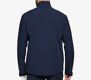 Chaqueta de Hombre Azul Marino Cortavientos con Cremallera y Revestimiento de PU, Cuello Alto Casual, Corte Regular, Color Sólido, Prenda Exterior de Poliéster para Otoño - Product Image 2