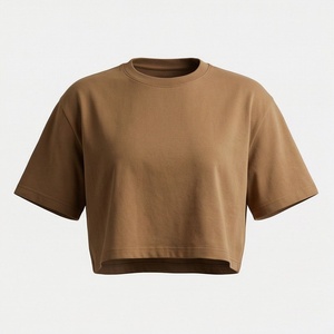 เสื้อยืดครอปท็อปผ้าฝ้ายสีพื้นสำหรับผู้หญิง สวมใส่สบายๆ เหมาะสำหรับออกกำลังกาย โยคะ แฟชั่นลำลอง แขนสั้น ทรงโอเวอร์ไซส์ สำหรับฤดูร้อน - Product Image 1