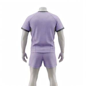Men's <b>Purple</b> Sublimated Soccer Jersey Shorts Set Crew Neck Short Sleeve Moisture Wicking Fitted Athletic Uniform All Seasons - Product Image 6
