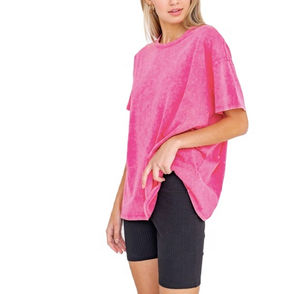 Camiseta de Verano para Mujer, Poliéster, Cuello Redondo, Manga Corta, Estilo Deportivo, Lavado Ácido, Camisetas Deportivas de Alta Calidad - Product Image 4