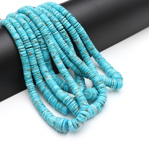 Perles Heishi en turquoise Sleeping Beauty Arizona, 7-14 mm, pierres précieuses naturelles, brin en vrac pour la fabrication de bijoux, fournitures en gros - Product Image 1