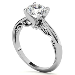 Elegant Solitaire Round Cut Moissanite Ring 14K Solid White Gold Vintage Filigree Gallery Ring <b>Unique</b> Engagement Ring <b>For</b> <b>Her</b> - Product Image 5