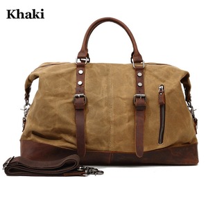 Bolsa de Viaje de Lona y Cuero para Hombre, Bolsa de Lona Grande, Equipaje de Mano, Impermeable, Bolsa de Fin de Semana, LCTB-0005 - Product Image 4