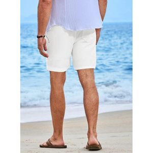 Pantalones Cortos Casuales de Lino y Algodón para Hombre, Personalizados, de 5\"/7\", con Cintura Elástica, Cordón Ajustable, Bolsillos, Estilo Bermuda, para Playa, Verano, con Logotipo - Product Image 3