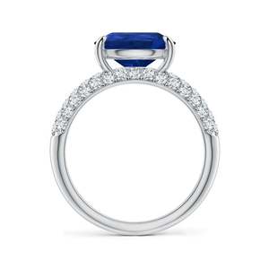 Anillo de Compromiso de Oro Sólido de 14K con Zafiro Azul en Forma de Pera Descentrada y Detalles de Diamantes, Joyería Fina Hecha a Mano y Personalizada para Boda - Product Image 2