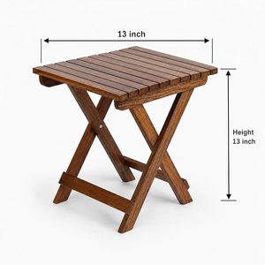 Wooden Folding Coffee <b>Table</b> Slatted Side <b>Table</b> Antique Brown Multipurpose Accent <b>Table</b> for Living Room - Product Image 3
