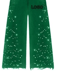 Conjunto de chándal verde con capucha y logo con purpurina, manga larga, corte holgado, ropa informal para mujer, temporada de otoño - Product Image 2