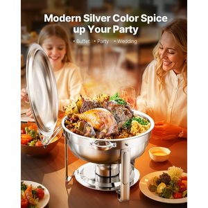 Set da 4 Pezzi: Scaldavivande/Chafing Dish in Acciaio Inossidabile da 5 Qt con 4 Vasche Grandi, Scaldavivande con Coperchio, Stoviglie per Buffet e Decorazioni per Feste - Product Image 2