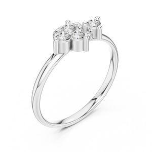 Anillo de Hoja con Tres Diamantes Cultivados en Laboratorio de Oro Sólido de 18K para Mujer - Product Image 3