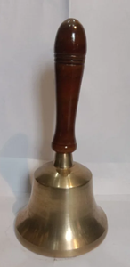 Large Brass <b>School</b> <b>Bell</b> with Wooden Handle Classic Hand Call <b>Bell</b> for Home Office Dinner Meditation - Product Image 2