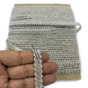 Cinta de Encaje Metálica Trenzada de 1 cm de Ancho, Dorada y Plateada, para Coser, Decoración de Uniformes y Ceremonias - Product Image 5