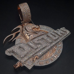 Colgante Personalizable de Plata de Ley 925 Bañado en Oro Rosa con Moissanita Engastada en Bisel en Forma de Letra Estilo Hiphop para Fiesta Unisex - Product Image 3