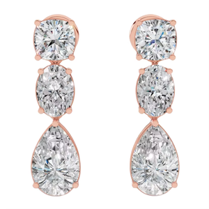 18K Gold Lab Grown <b>Diamond</b> <b>Dangle</b> <b>Earrings</b> | Cushion Oval Pear Cut D-E Color Stones | Luxury Wedding Jewelry Gift for Women - Product Image 4