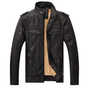 Solid Color Winter High Street <b>Men's</b> <b>Leather</b> <b>Jacket</b>-Customizable Color Front Logo - Product Image 4