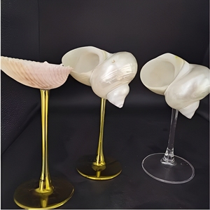 แก้วไวน์เปลือกหอยทำมือ ลายชายหาด แก้วตกแต่ง ขายส่ง - Product Image 3